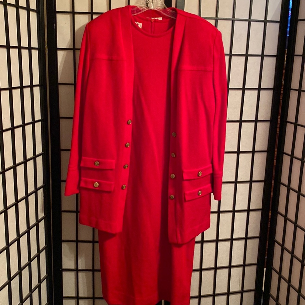Vintage Caron Chicago Sweater Dress and Cardigan Size 12
